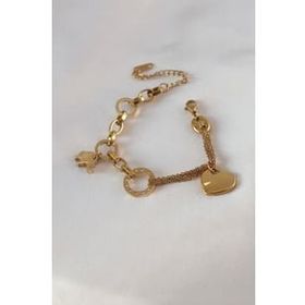 Clariss BJ-BB5457 316L Çelik Gold Renk 2'li Zincir Model Zirkon Taş Detay Kadın Bileklik
