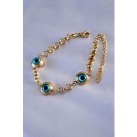 Clariss BJ-BB5485 316L Çelik 3 Göz Nazar Model Gold Renk Kadın Bileklik