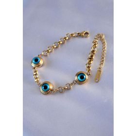Clariss BJ-BB5485 316L Çelik 3 Göz Nazar Model Gold Renk Kadın Bileklik