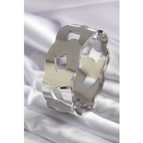 Clariss BJ-BB5578 316L Çelik Gümüş Renk Kalın Zincir Model Kadın Kelepçe