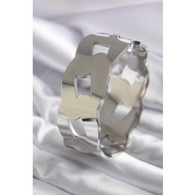Clariss BJ-BB5578 316L Çelik Gümüş Renk Kalın Zincir Model Kadın Kelepçe