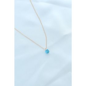 Clariss BJ-BKO6616 Gold Renk Mavi Boncuk Figür Kadın Kolye