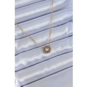 Clariss BJ-BKO6992 316L Çelik Gold Renk Kare Zirkon Taşlı Kadın Kolye
