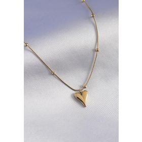 Clariss BJ-BKO7296 316L Çelik Gold Renk Kalp Figür Minimal Top Detay Kadın Kolye