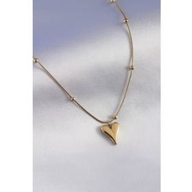 Clariss BJ-BKO7296 316L Çelik Gold Renk Kalp Figür Minimal Top Detay Kadın Kolye