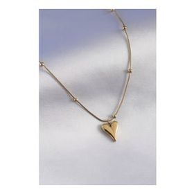 Clariss BJ-BKO7296 316L Çelik Gold Renk Kalp Figür Minimal Top Detay Kadın Kolye