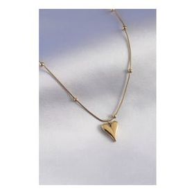 Clariss BJ-BKO7296 316L Çelik Gold Renk Kalp Figür Minimal Top Detay Kadın Kolye