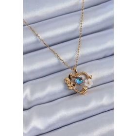 Clariss BJ-BKO7607 316L Çelik Gold Renk Çiçek Kalp Model Nazar Boncuk Detay Kadın Kolye