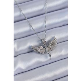 Clariss BJ-BKO7612 316L Çelik Gümüş Renk Zirkon Taşlı Melek Model Kadın Kolye