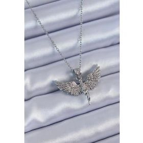 Clariss BJ-BKO7612 316L Çelik Gümüş Renk Zirkon Taşlı Melek Model Kadın Kolye
