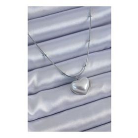 Clariss BJ-BKO7614 316L Çelik Gümüş Renk İncili Kalp Model Minimal Top Detay Kadın Kolye