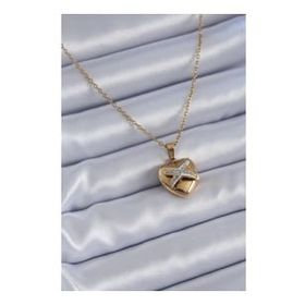 Clariss BJ-BKO7626 316L Çelik Gold Renk Zirkon Detay Kalp Model Kadın Kolye