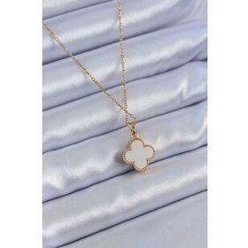 Clariss BJ-BKO7631 316L Çelik Gold Renk Zirkon Taşlı Yonca Model Kadın Kolye