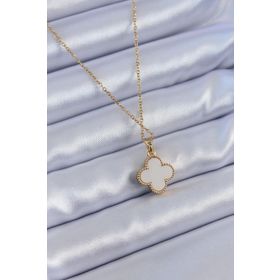 Clariss BJ-BKO7631 316L Çelik Gold Renk Zirkon Taşlı Yonca Model Kadın Kolye