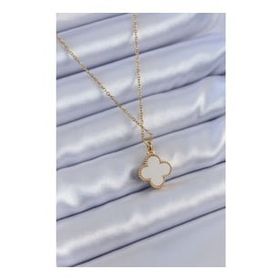 Clariss BJ-BKO7631 316L Çelik Gold Renk Zirkon Taşlı Yonca Model Kadın Kolye