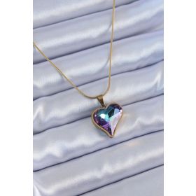 Clariss BJ-BKO7645 316L Çelik Gold Renk Kristal Taşlı Kalp Model Kadın Kolye