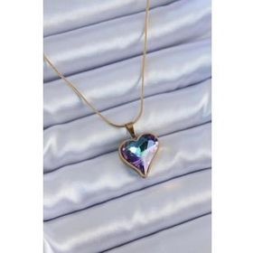 Clariss BJ-BKO7645 316L Çelik Gold Renk Kristal Taşlı Kalp Model Kadın Kolye