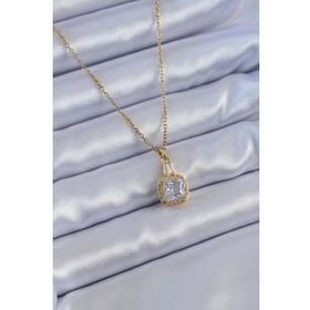 Clariss BJ-BKO7651 316L Çelik Gold Renk Kare Kristal Taşlı Kadın Kolye
