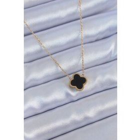 Clariss BJ-BKO7653 316L Çelik Gold Renk Siyah Yonca Model Kadın Kolye