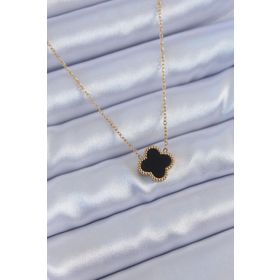 Clariss BJ-BKO7653 316L Çelik Gold Renk Siyah Yonca Model Kadın Kolye