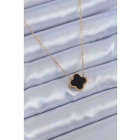 Clariss BJ-BKO7653 316L Çelik Gold Renk Siyah Yonca Model Kadın Kolye