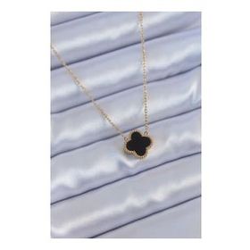 Clariss BJ-BKO7653 316L Çelik Gold Renk Siyah Yonca Model Kadın Kolye