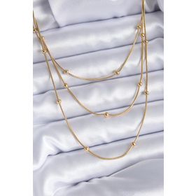Clariss BJ-BKO7700 316L Çelik Gold Renk 3'lü Minimal Toplu Kadın Kolye