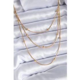 Clariss BJ-BKO7700 316L Çelik Gold Renk 3'lü Minimal Toplu Kadın Kolye
