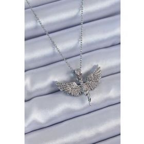 Clariss BJ-BKO7906 316L Çelik Gümüş Renk Zirkon Taşlı Melek Model Kadın Kolye