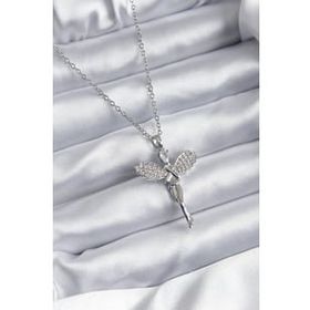 Clariss BJ-BKO7906 316L Çelik Gümüş Renk Zirkon Taşlı Melek Model Kadın Kolye