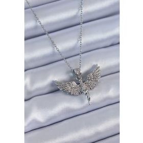 Clariss BJ-BKO7906 316L Çelik Gümüş Renk Zirkon Taşlı Melek Model Kadın Kolye