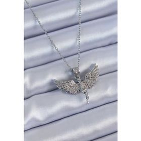 Clariss BJ-BKO7906 316L Çelik Gümüş Renk Zirkon Taşlı Melek Model Kadın Kolye