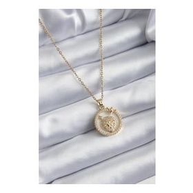 Clariss BJ-BKO7937 316L Çelik Gold Renk Zirkon Taşlı Aslan Burç Model Kadın Kolye