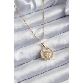 Clariss BJ-BKO7937 316L Çelik Gold Renk Zirkon Taşlı Aslan Burç Model Kadın Kolye