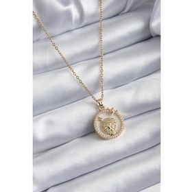 Clariss BJ-BKO7937 316L Çelik Gold Renk Zirkon Taşlı Aslan Burç Model Kadın Kolye