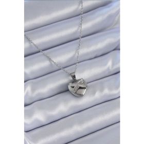 Clariss BJ-BKO8039 316L Çelik Zincir Gümüş Renk Zirkon Taşlı Kalp & Anahtar Model Kadın Kolye