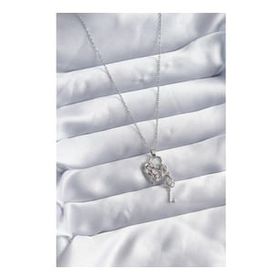Clariss BJ-BKO8039 316L Çelik Zincir Gümüş Renk Zirkon Taşlı Kalp & Anahtar Model Kadın Kolye