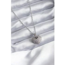 Clariss BJ-BKO8039 316L Çelik Zincir Gümüş Renk Zirkon Taşlı Kalp & Anahtar Model Kadın Kolye