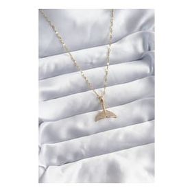 Clariss BJ-BKO8064 316L Çelik Zincir Gold Renk Zirkon Taşlı Balık Kuyruğu Model Kadın Kolye