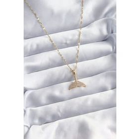 Clariss BJ-BKO8064 316L Çelik Zincir Gold Renk Zirkon Taşlı Balık Kuyruğu Model Kadın Kolye