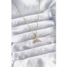 Clariss BJ-BKO8064 316L Çelik Zincir Gold Renk Zirkon Taşlı Balık Kuyruğu Model Kadın Kolye
