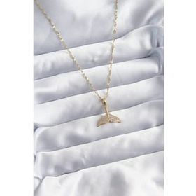 Clariss BJ-BKO8064 316L Çelik Zincir Gold Renk Zirkon Taşlı Balık Kuyruğu Model Kadın Kolye