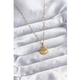 Clariss BJ-BKO8065 316L Çelik Zincir Gold Renk Zirkon Taşlı Kuğu Model Kadın Kolye
