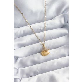 Clariss BJ-BKO8065 316L Çelik Zincir Gold Renk Zirkon Taşlı Kuğu Model Kadın Kolye