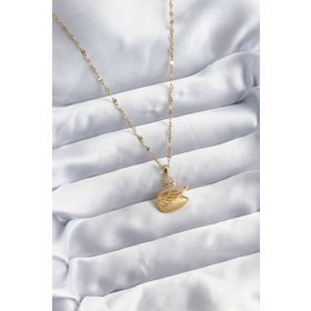 Clariss BJ-BKO8065 316L Çelik Zincir Gold Renk Zirkon Taşlı Kuğu Model Kadın Kolye