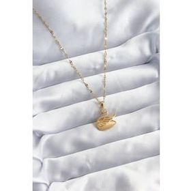 Clariss BJ-BKO8065 316L Çelik Zincir Gold Renk Zirkon Taşlı Kuğu Model Kadın Kolye