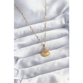 Clariss BJ-BKO8065 316L Çelik Zincir Gold Renk Zirkon Taşlı Kuğu Model Kadın Kolye