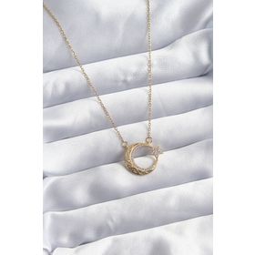 Clariss BJ-BKO8068 316L Çelik Zincir Gold Renk Zirkon Taşlı Ay Yıldız Model Kadın Kolye
