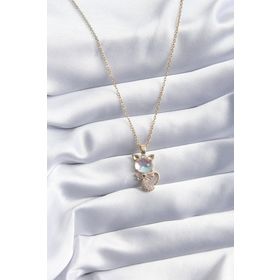 Clariss BJ-BKO8069 316L Çelik Gold Renk Zirkon Taşlı Kedi Model Kadın Kolye