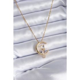 Clariss BJ-BKO8069 316L Çelik Gold Renk Zirkon Taşlı Kedi Model Kadın Kolye